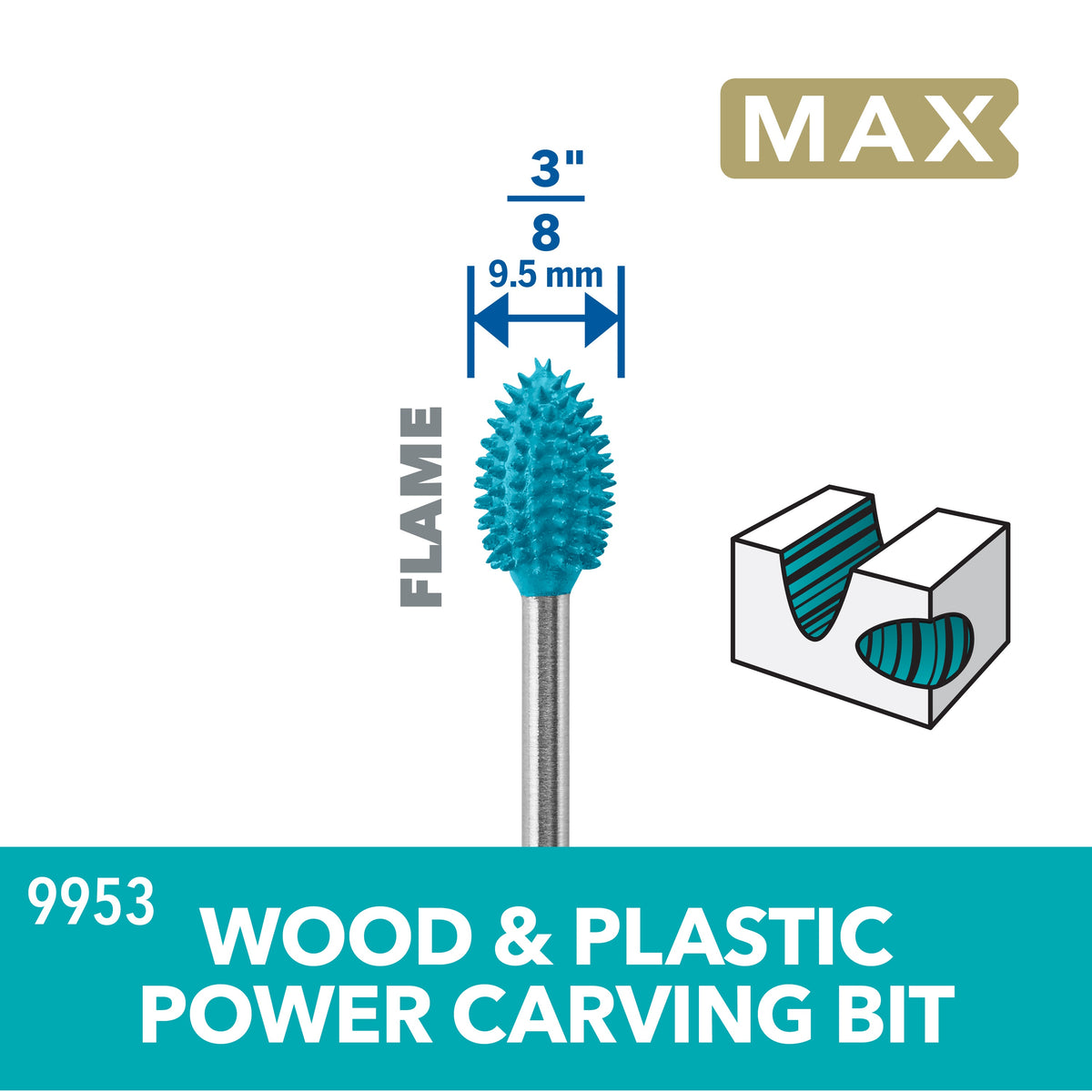 Dremel 9953 3/8" (9.5mm) Max Power Carving Bit