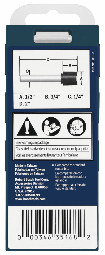 Bosch 85249MC 1/2 In. x 3/4 In. Carbide-Tipped Hinge Mortising Router Bit