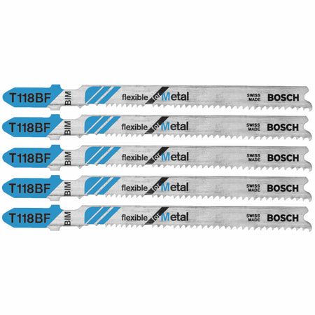 Bosch T118BF 5 pc. 3-5/8 In. 11-14 TPI Flexible for Metal T-Shank Jig Saw Blades