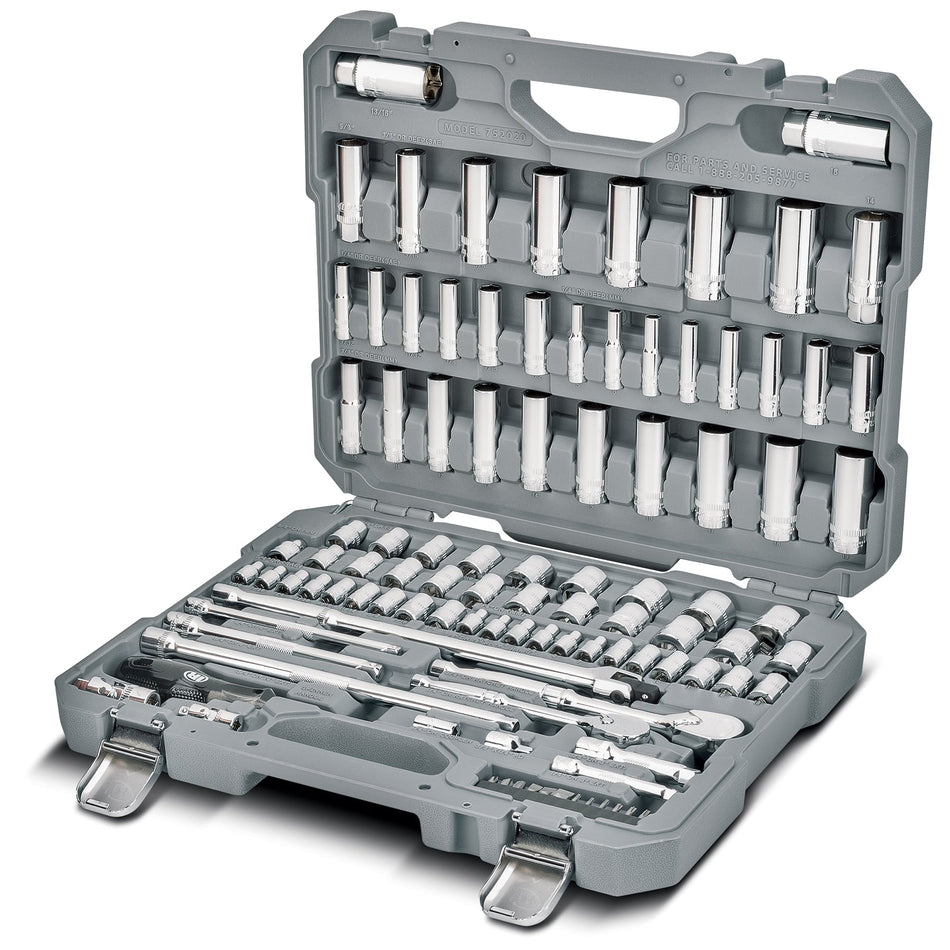 Ingersoll Rand 101 Piece 1/4 and 3/8 Inch Drive SAE/Metric Master Mechanics Tool Set – 752020