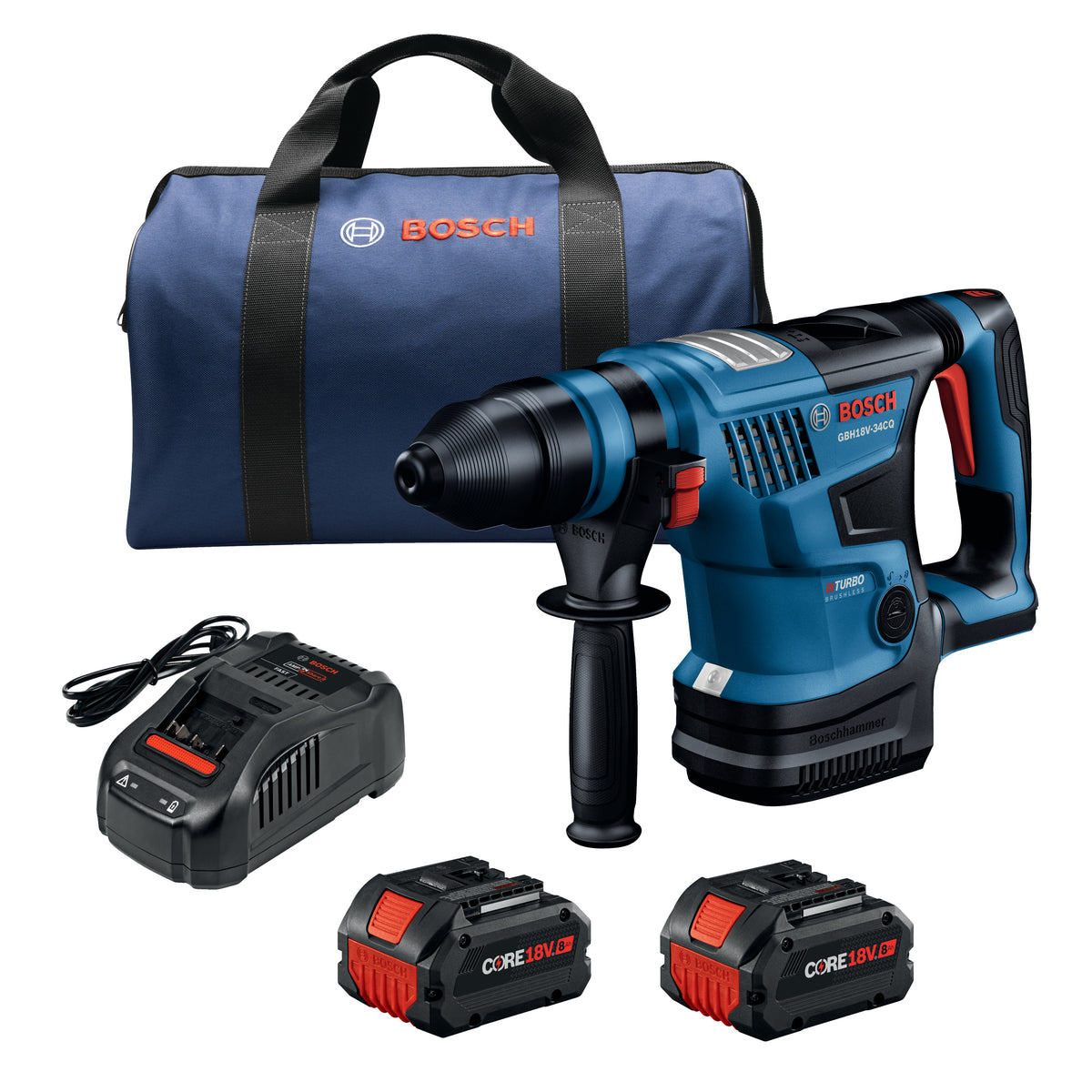Bosch GBH18V-34CQB24 PROFACTOR™ 18V Connected-Ready SDS-plus® Bulldog™ 1-1/4 In. Rotary Hammer with (2) CORE18V® 8 Ah Hi