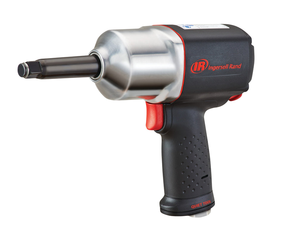 Ingersoll Rand 1/2" Air Impact Wrench, 2" Ext Anvil, Quiet, 1100 ft-lb Torque, Friction Ring Retainer, Pistol