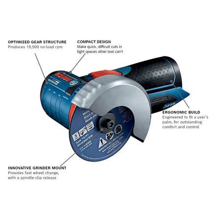 Bosch GWS12V-30N 12V Max Brushless 3 In. Angle Grinder (Bare Tool)