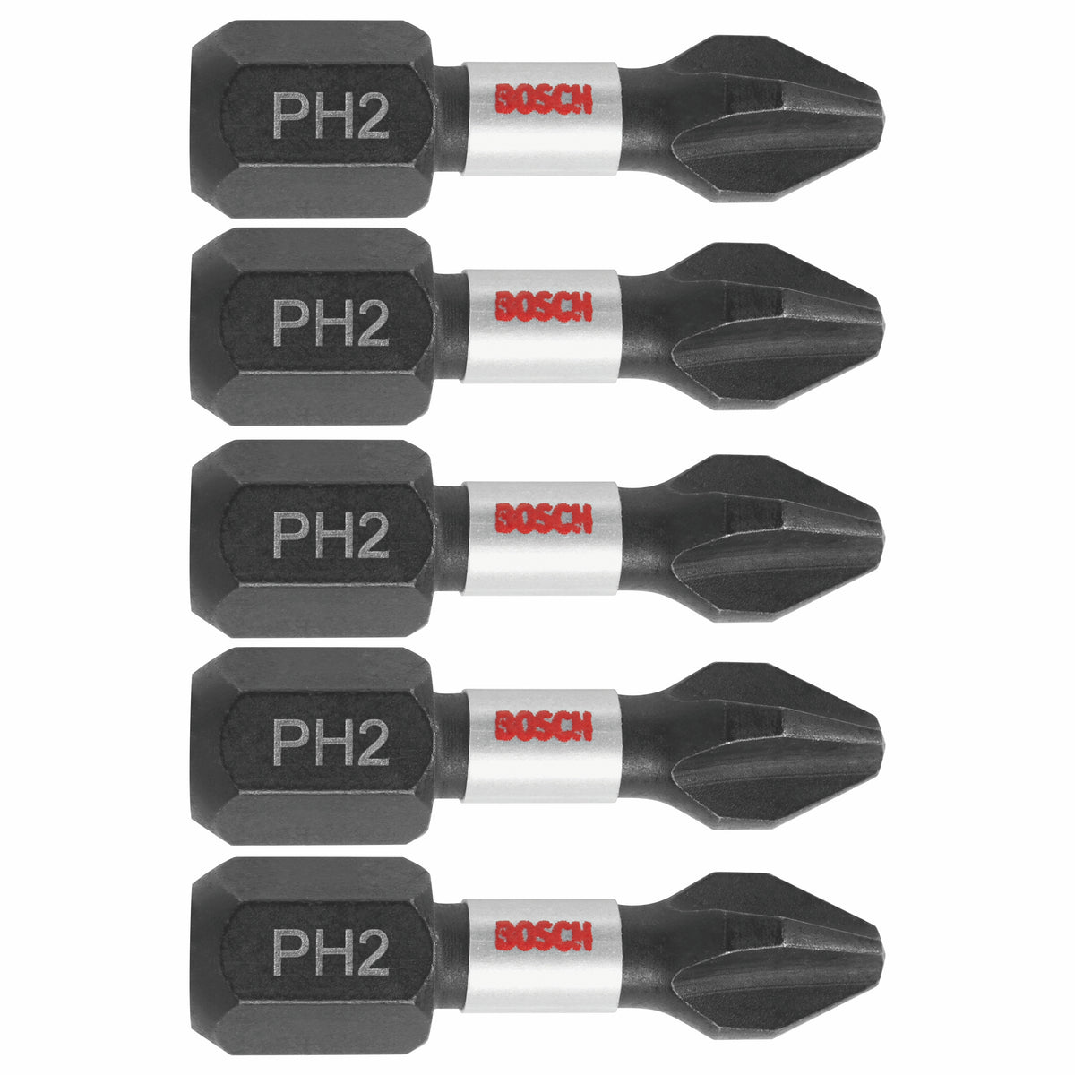 Bosch ITPH2105 5 pc. Impact Tough™ 1 In. Phillips® #2 Insert Bits