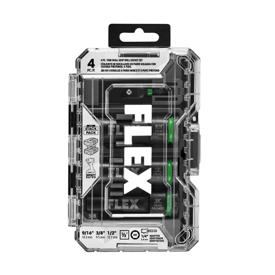 FLEX FAM10402-4 24V 4pc General Purpose Impact Socket Set