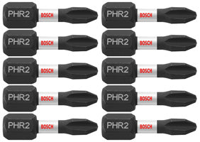 Bosch ITPH2R1B 10 pc. Impact Tough™ 1 In. Phillips® #2R Reduced Insert Bits (Bulk Pack)