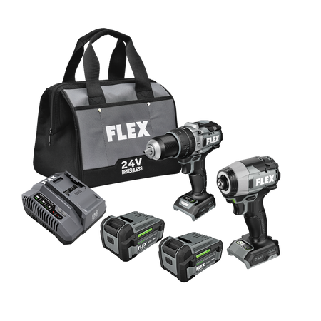 FLEX FXM210-2C Hammer Drill with Turbo Mode and Quick Eject Impact Driver Kit