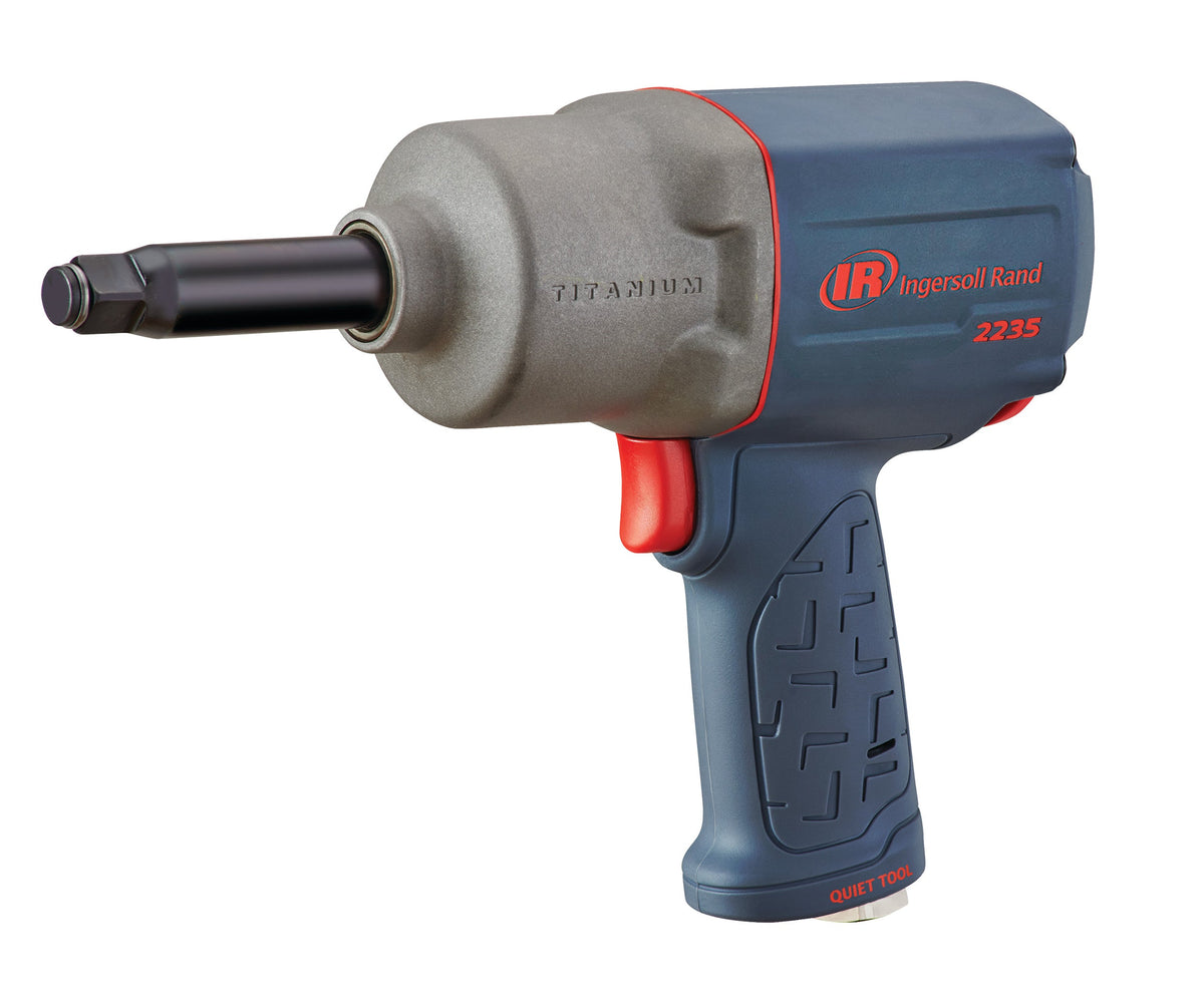 Ingersoll Rand 1/2" Air Impact Wrench, 2" Ext Anvil, Quiet, 1300 ft-lb Torque, Titanium Hammercase, Friction Ring