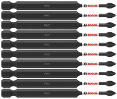 Bosch ITPH135B 10 pc. Impact Tough™ 3.5 In. Phillips® #1 Power Bits (Bulk Pack)