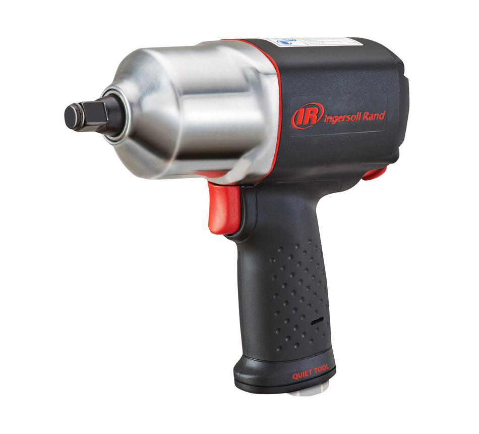 Ingersoll Rand 1/2" Air Impact Wrench, Quiet, 1100 ft-lb Torque, Friction Ring Retainer, Pistol – 2135QXPA