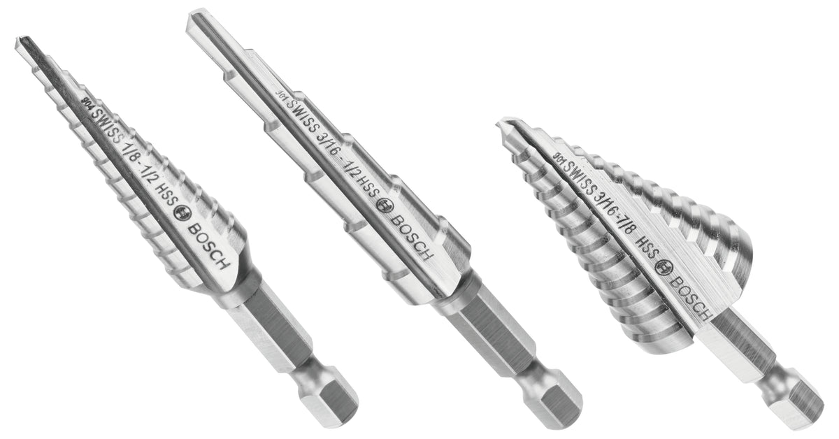 Bosch IMSDC003 3 pc. High-Speed Steel Impact Tough™ Turbo Step Drill Bit Set
