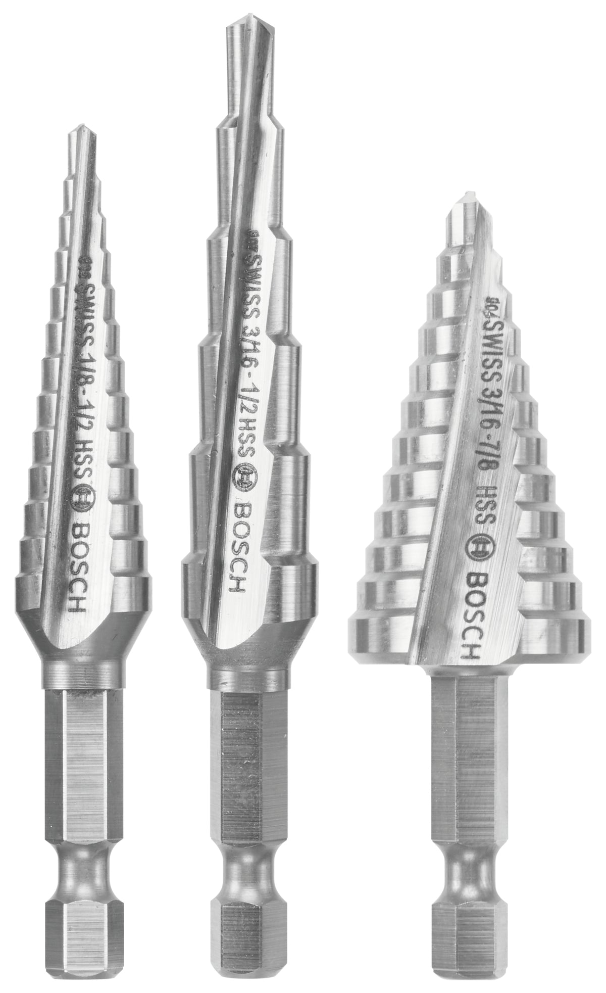 Bosch IMSDC003 3 pc. High-Speed Steel Impact Tough™ Turbo Step Drill Bit Set