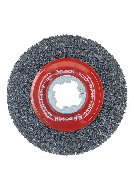 Bosch WBX418 4-1/2 In. Wheel Dia. X-LOCK Arbor Tempered Steel Crimped Wire Wheel