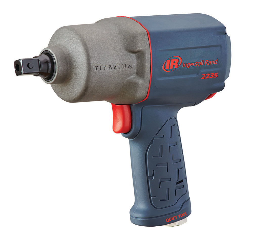 Ingersoll Rand 1/2" Air Impact Wrench, Quiet, 1300 ft-lb Torque, Titanium Hammercase, Pin Retainer, Pistol – 2235QPTIMAX
