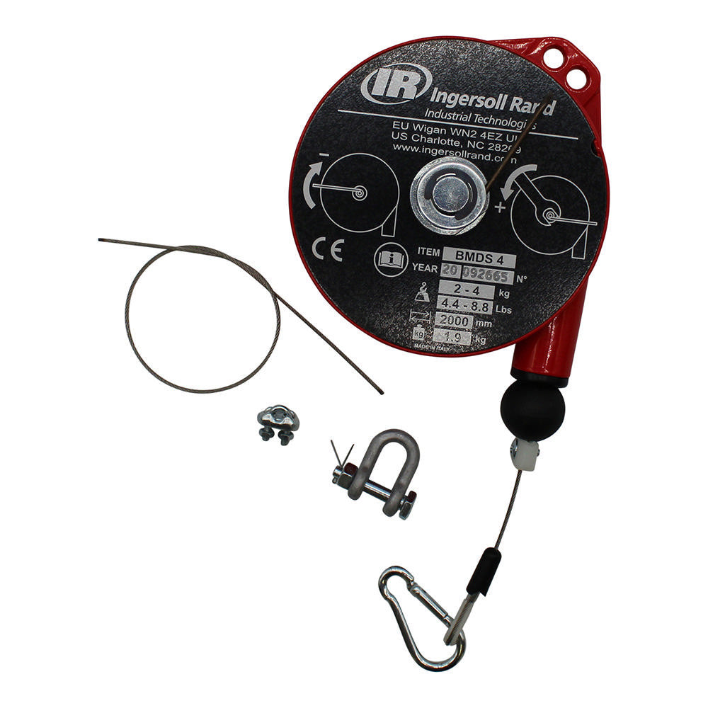 Ingersoll Rand Medium Duty Short Cable Spring Balancer, 4.4-8.8 lb Capacity, 6.5' Lift – BMDS-4