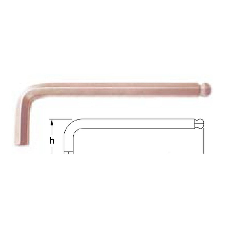 HARDY Non-Sparking Ball End Hex Key / Allen Wrench, Metric (Beryllium Copper) - Beryllium Copper