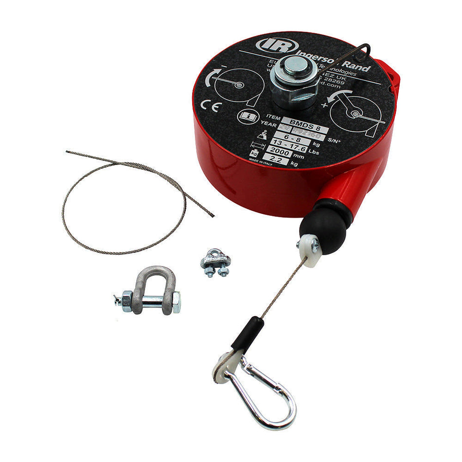 Ingersoll Rand Medium Duty Short Cable Spring Balancer, 13.2-17.6 lb Capacity, 6.5' Lift – BMDS-8