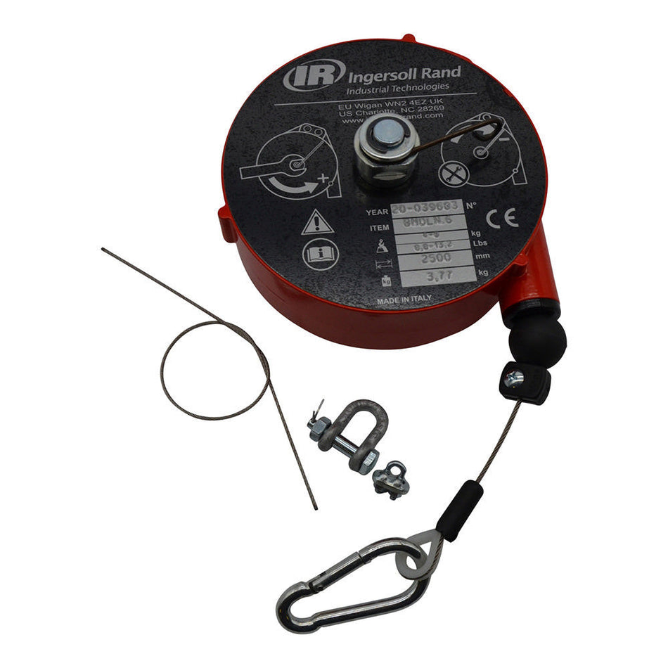 Ingersoll Rand Medium-Duty Long Spring Cable Balancer, 8.8-13.2 lb Capacity, 8.2' Lift – BMDLN-6