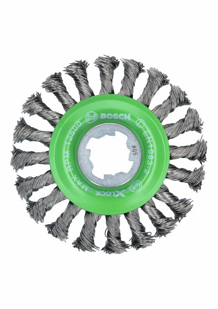Bosch WBX429 4-1/2 In. Wheel Dia. X-LOCK Arbor Stainless Steel Full Cable Knotted Wire Wheel