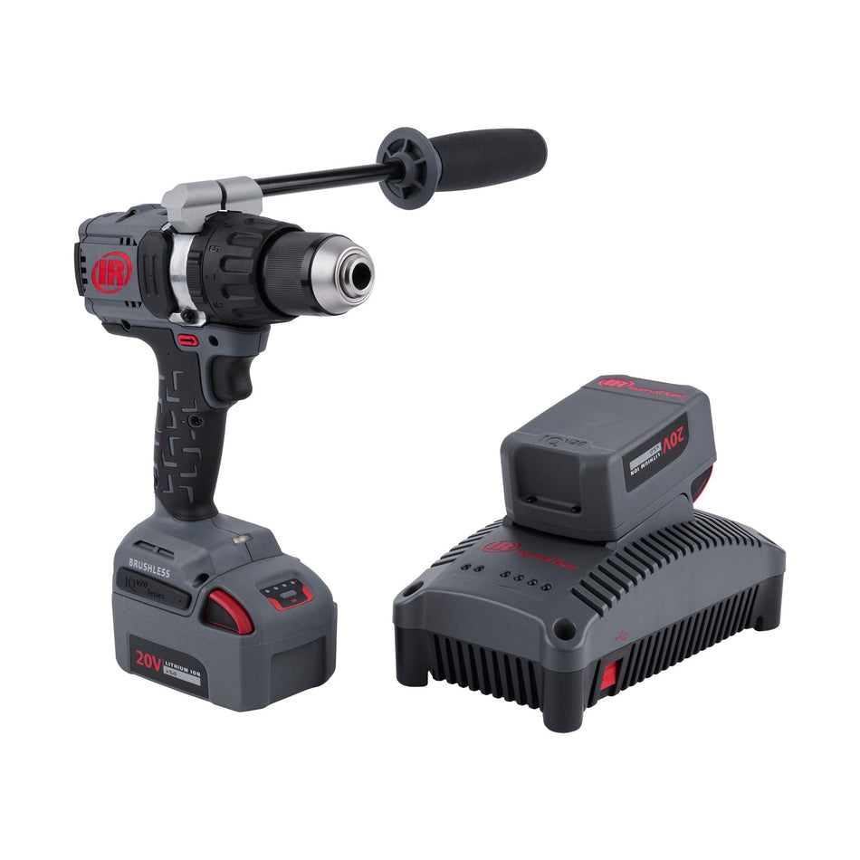 Ingersoll Rand 1/2" 20V Cordless Hammer Drill 2 Battery Kit, 1100 in-lb Torque, Keyless Chuck, Pistol Grip – D5241-K22