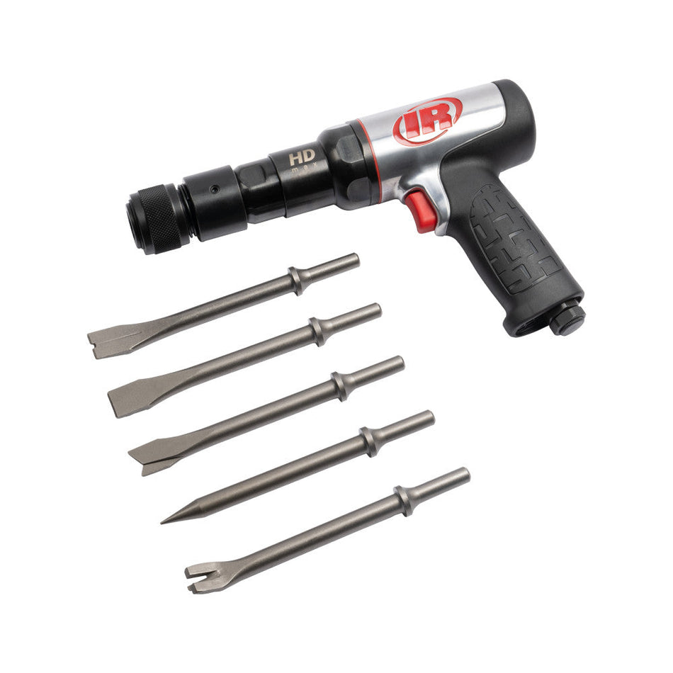 Ingersoll Rand Vibration Reduced Quick Change Air Hammer 5-Piece Chisel Set, 2600 BPM, 3" Stroke – 135MAXK