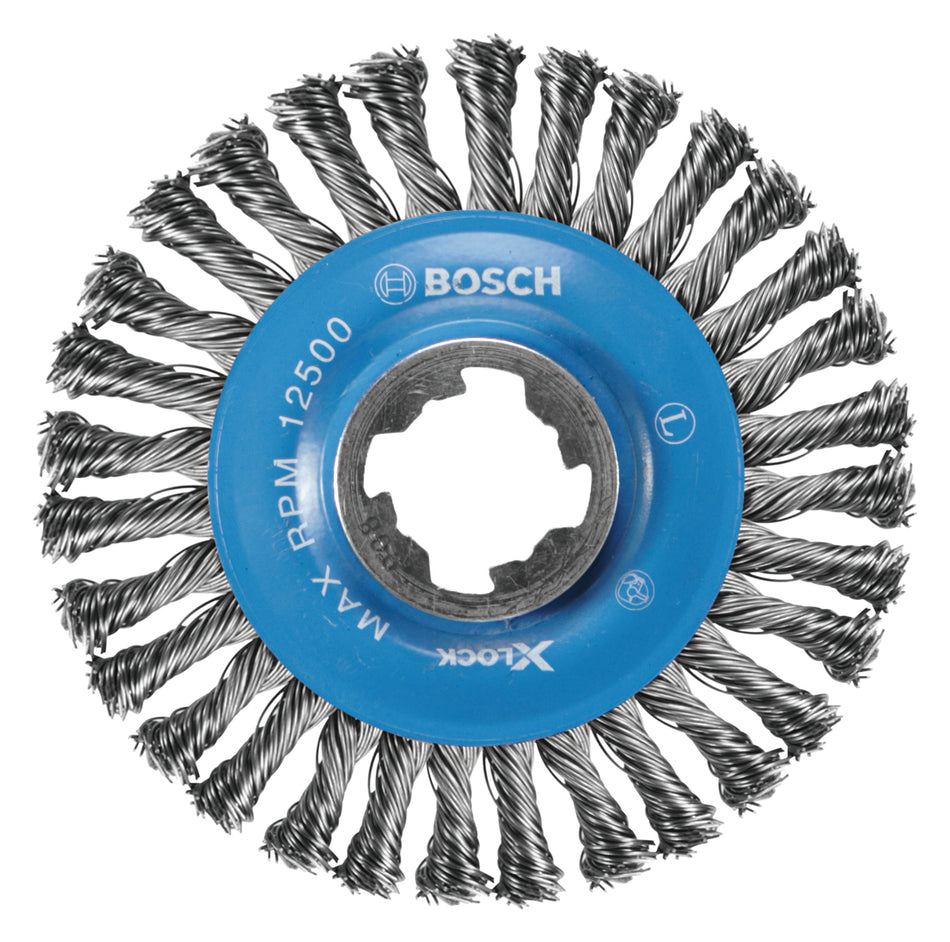 Bosch WBX408 4-1/2 In. Wheel Dia. X-LOCK Arbor Carbon Steel Stringer Bead Knotted Wire Wheel