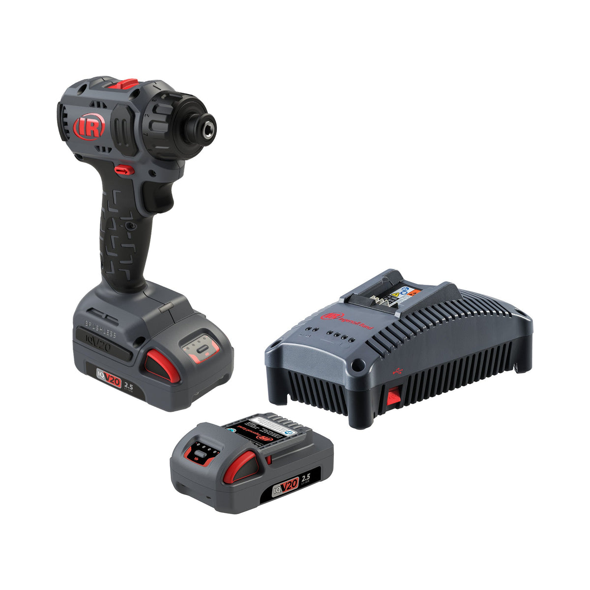 Ingersoll Rand 1/4" Hex 20V Cordless Compact Screwdriver 2 Battery Kit, 450 in-lb Torque, Quick Change Chuck, Pistol